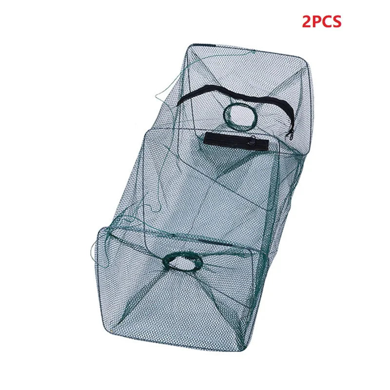 Fish Trap Net Fishing Gear Crab Prawn Shrimp Crayfish Lobster Crawdad Foldable
