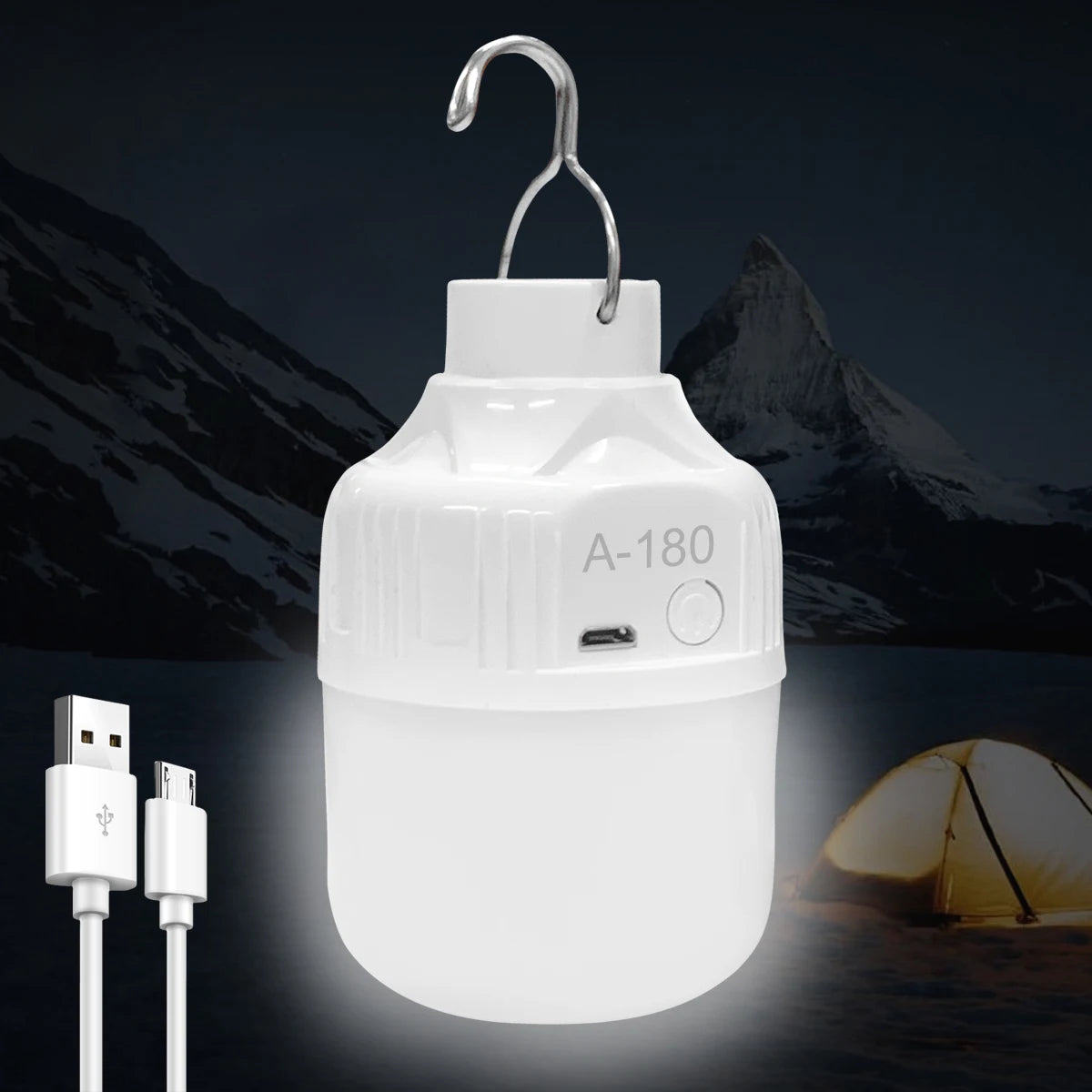 Camping Light Bulb Emergency Night Lighting Outdoor Picnic Hanging Pendant Tent Lamp 500mAh USB Rechargeable LED Bulb