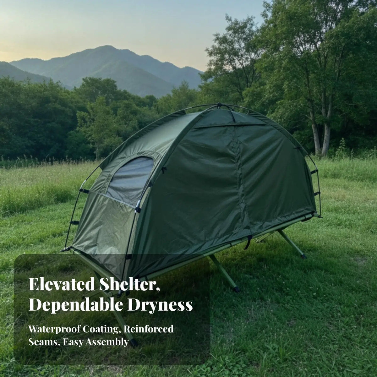 Single Person Folding Cot Tent for Outdoor Camping with Insulated Polyester Shell and Steel Poles Portable Outdoor Cot