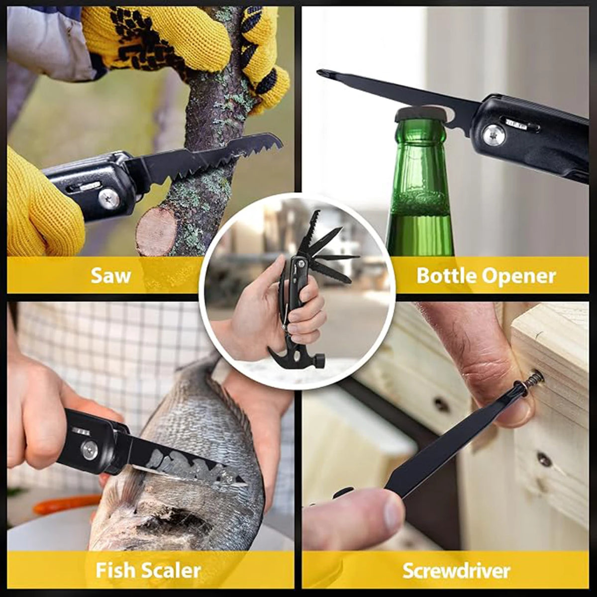 Multiple-Tools Hammer, Multi-Purpose Hammer, Outdoor Camping and Mountain Climbing Tools, Multi-Functional Pliers, Men's Gift