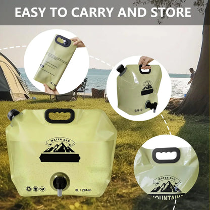2Pcs Water Jug Camping 2.1Gallon, Reusable BPA Free Plastic Flasks, For Outdoor Hiking, Backpacking, Emergency Prep