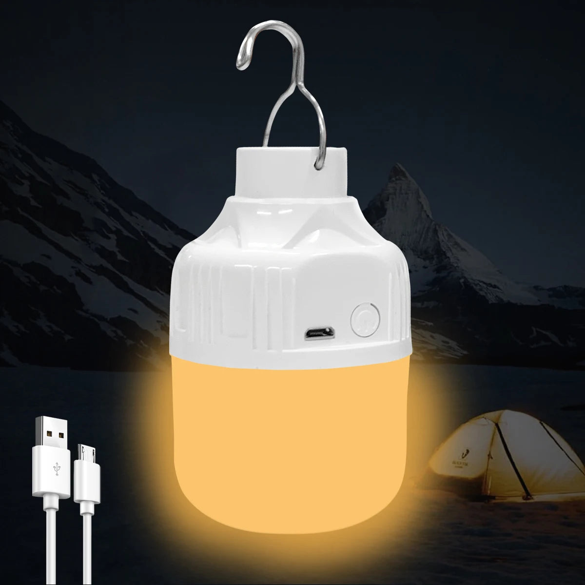 Camping Light Bulb Emergency Night Lighting Outdoor Picnic Hanging Pendant Tent Lamp 500mAh USB Rechargeable LED Bulb
