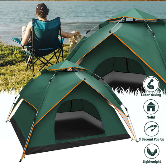 3-4 People Tent with 2 Doors for Camping Hiking Picnic Hunting Fishing, Camping Tent Seconds Tent Throwing Tent Pop Up Tent