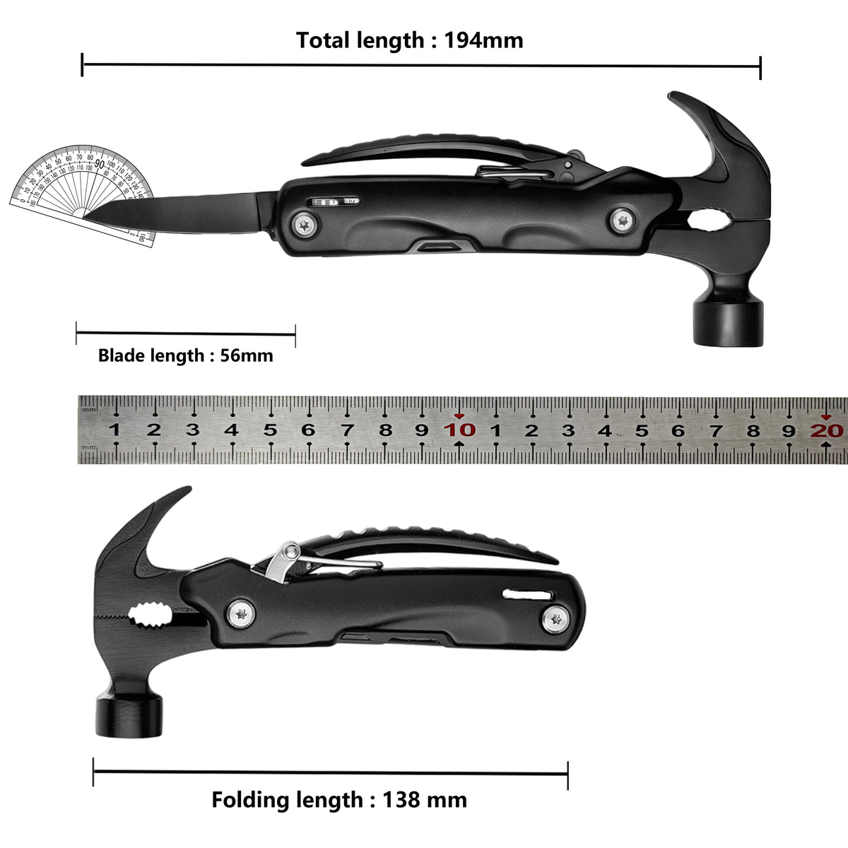Multiple-Tools Hammer, Multi-Purpose Hammer, Outdoor Camping and Mountain Climbing Tools, Multi-Functional Pliers, Men's Gift