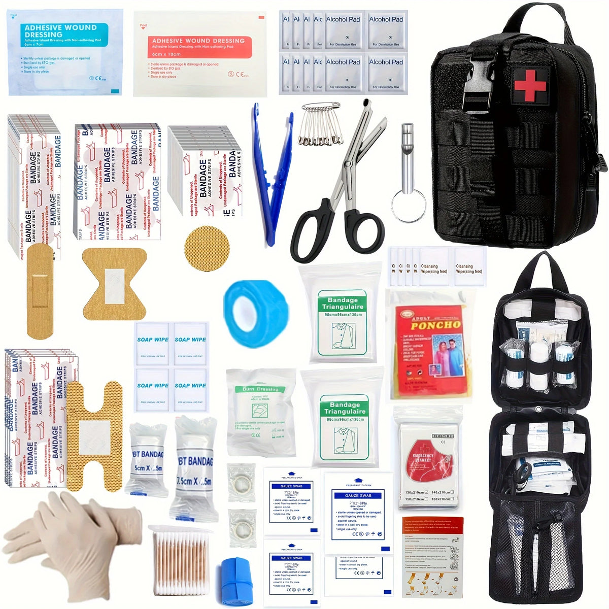150pcs Universal First Aid Kit for Home, Travel, Outdoor & Emergency. Compact & Complete