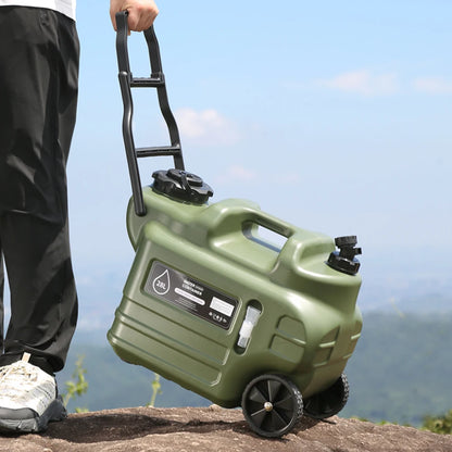 28L Water Storage Containers with Spigot Camping Water Jug with Wheels & Folding Handle Portable Emergency Water Tank for Hiking