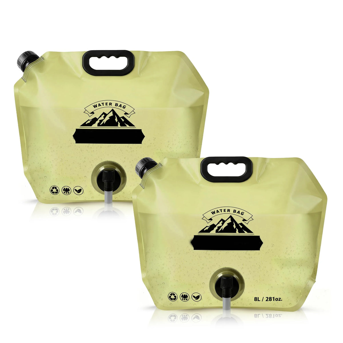 2Pcs Water Jug Camping 2.1Gallon, Reusable BPA Free Plastic Flasks, For Outdoor Hiking, Backpacking, Emergency Prep