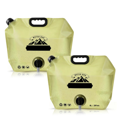 2Pcs Water Jug Camping 2.1Gallon, Reusable BPA Free Plastic Flasks, For Outdoor Hiking, Backpacking, Emergency Prep