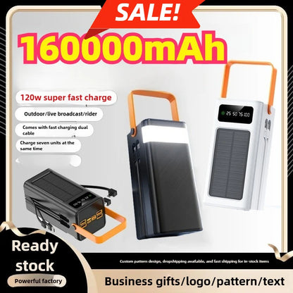 Portable Power Bank 120W 50000mAH Super Fast Charger Large Capacity External Battery Supports Simultaneous Charging of 7 Devices