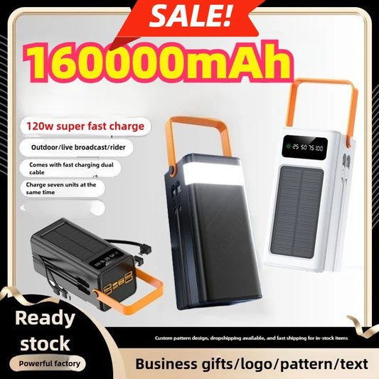 Portable Power Bank 120W 50000mAH Super Fast Charger Large Capacity External Battery Supports Simultaneous Charging of 7 Devices
