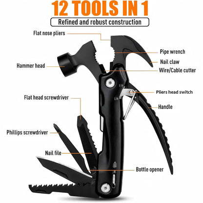 Multiple-Tools Hammer, Multi-Purpose Hammer, Outdoor Camping and Mountain Climbing Tools, Multi-Functional Pliers, Men's Gift
