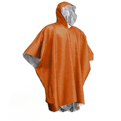 Emergency Poncho - Waterproof Raincoat With Cold Insulation & Survival Blanket, Disposable Reusable for Camping/Hiking