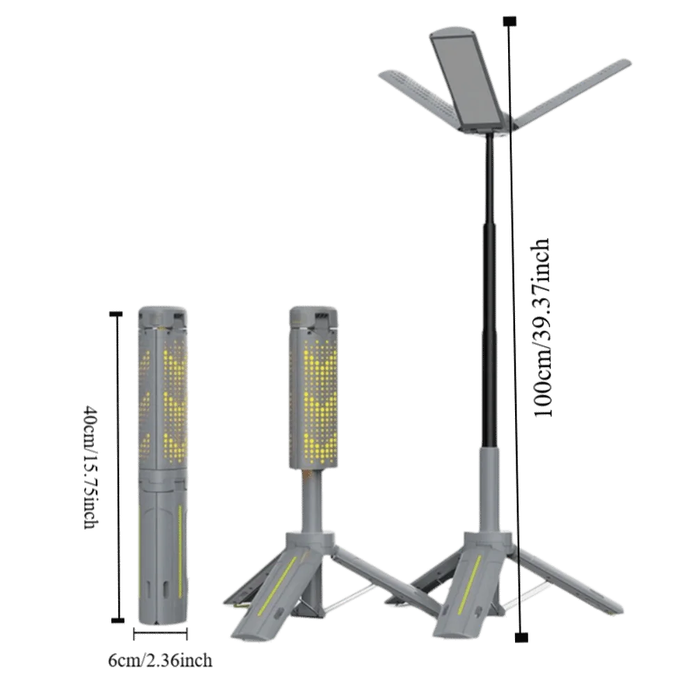 LED Light Source Folding Camping Light Stepless Dimming Multi-color Lighting Portable Telescopic Lantern Triangle Stand Base