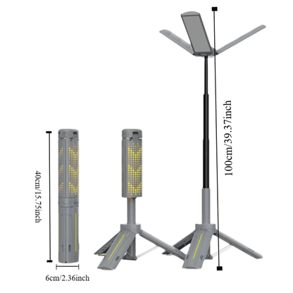 LED Light Source Folding Camping Light Stepless Dimming Multi-color Lighting Portable Telescopic Lantern Triangle Stand Base