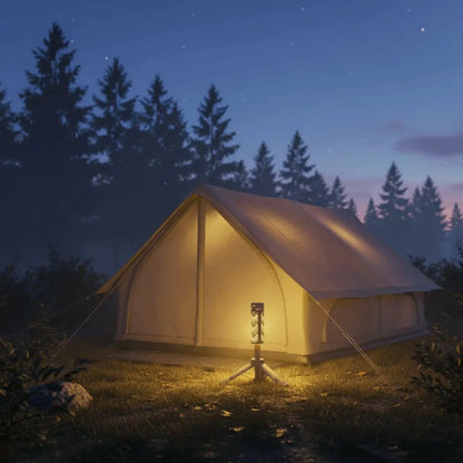 LED Light Source Folding Camping Light Stepless Dimming Multi-color Lighting Portable Telescopic Lantern Triangle Stand Base
