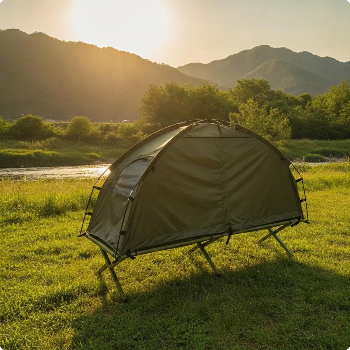 Single Person Folding Cot Tent for Outdoor Camping with Insulated Polyester Shell and Steel Poles Portable Outdoor Cot
