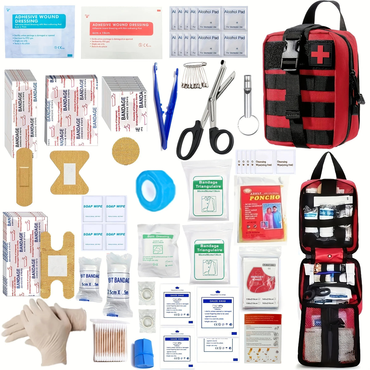 150pcs Universal First Aid Kit for Home, Travel, Outdoor & Emergency. Compact & Complete