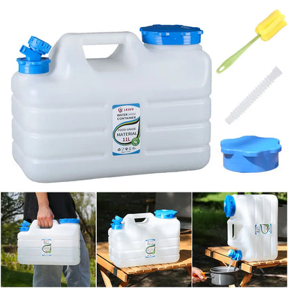 11L Water Storage Container with Faucet Portable Water Tank Large Capacity Drinking Water Bucket for Vehicle Car Camping