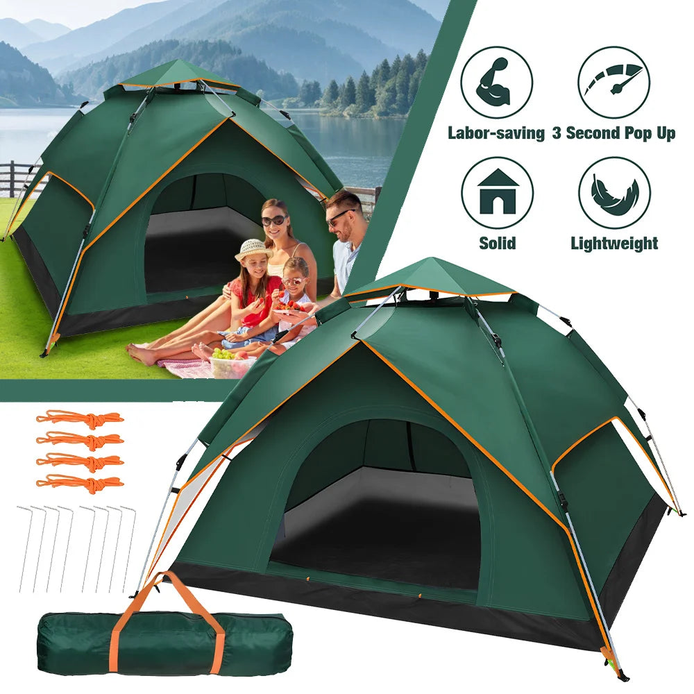 3-4 People Tent with 2 Doors for Camping Hiking Picnic Hunting Fishing, Camping Tent Seconds Tent Throwing Tent Pop Up Tent