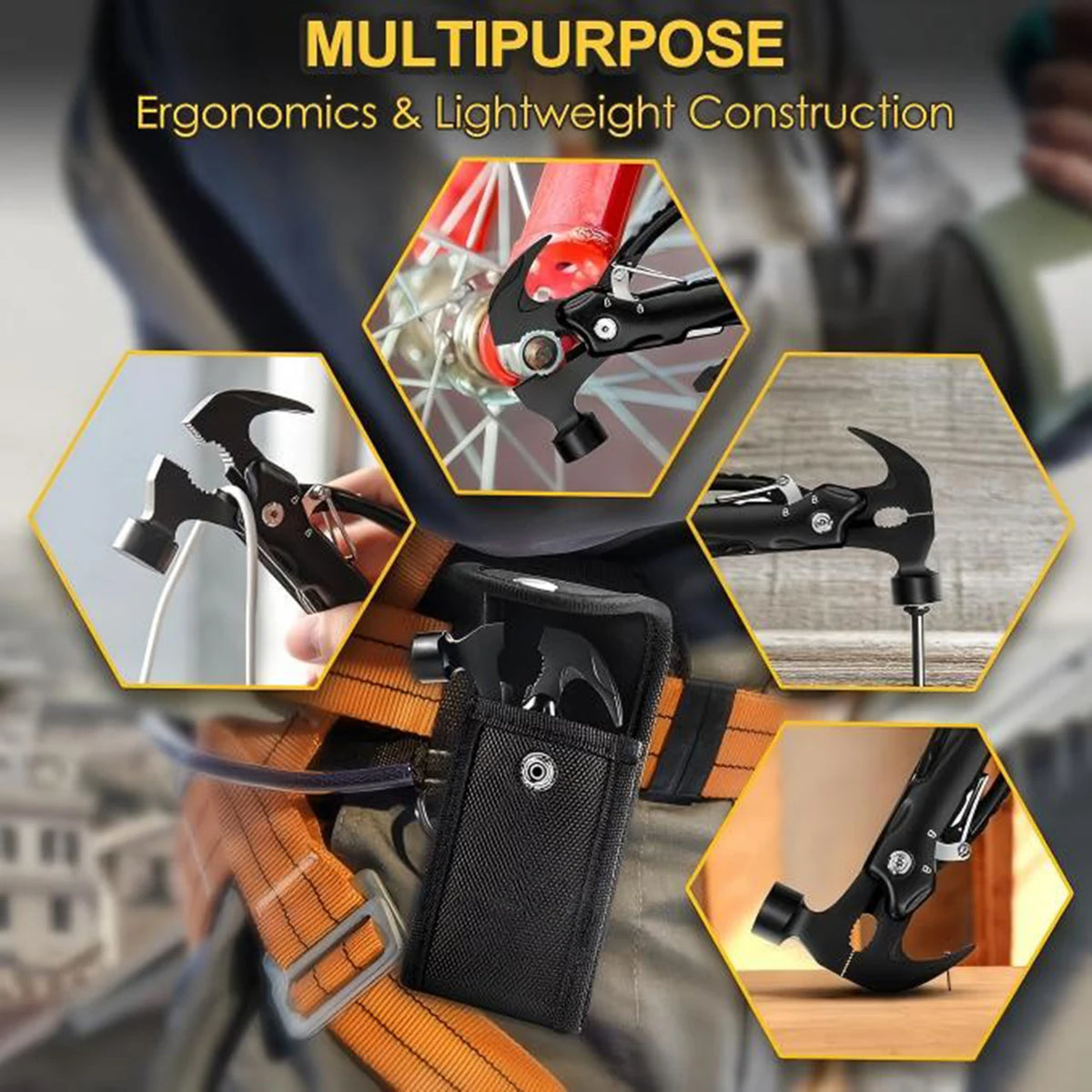 Multiple-Tools Hammer, Multi-Purpose Hammer, Outdoor Camping and Mountain Climbing Tools, Multi-Functional Pliers, Men's Gift