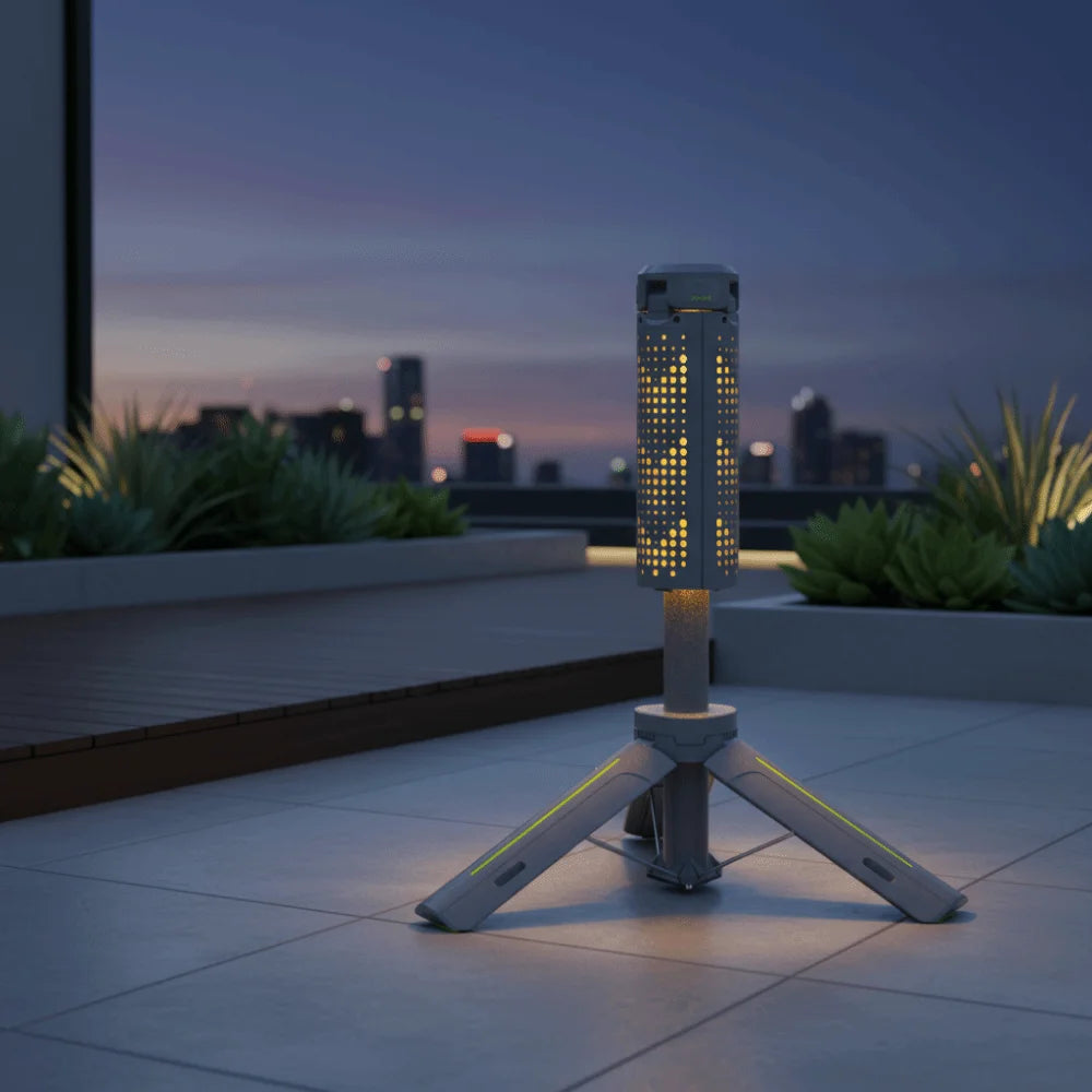 LED Light Source Folding Camping Light Stepless Dimming Multi-color Lighting Portable Telescopic Lantern Triangle Stand Base