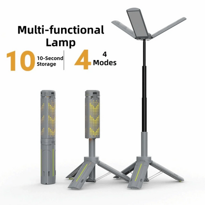 LED Light Source Folding Camping Light Stepless Dimming Multi-color Lighting Portable Telescopic Lantern Triangle Stand Base
