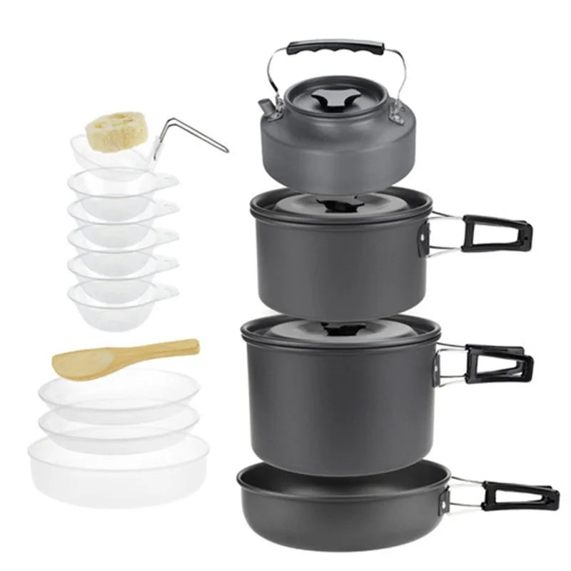 Camping Cookware Set for 1-5Persons Lightweight and Portable Pot and Pan with Carrying Bag Perfect for Outdoor Camping