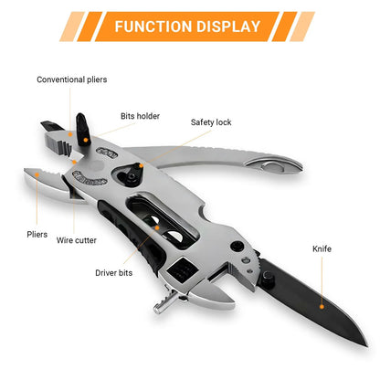 Multi-Tool Pliers Set: Adjustable Wrench, Screwdriver, Wire Cutter, Portable Folding Multi-Tool for Emergency Kit