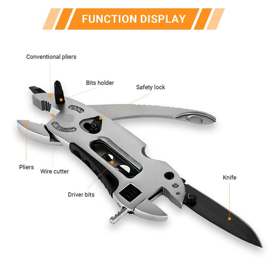 Multi-Tool Pliers Set: Adjustable Wrench, Screwdriver, Wire Cutter, Portable Folding Multi-Tool for Emergency Kit