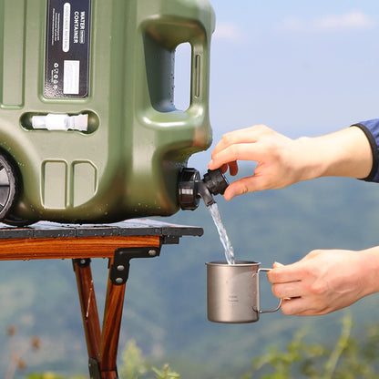 28L Water Storage Containers with Spigot Camping Water Jug with Wheels & Folding Handle Portable Emergency Water Tank for Hiking