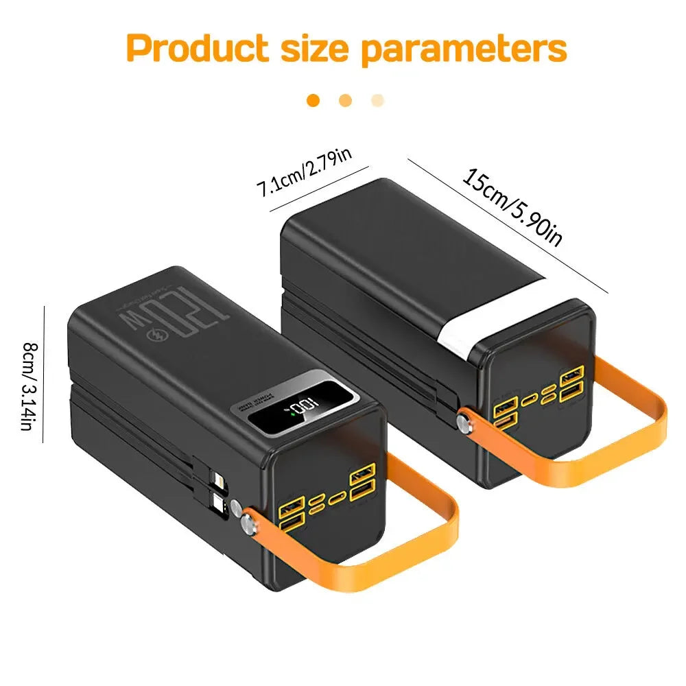 Portable Power Bank 120W 50000mAH Super Fast Charger Large Capacity External Battery Supports Simultaneous Charging of 7 Devices