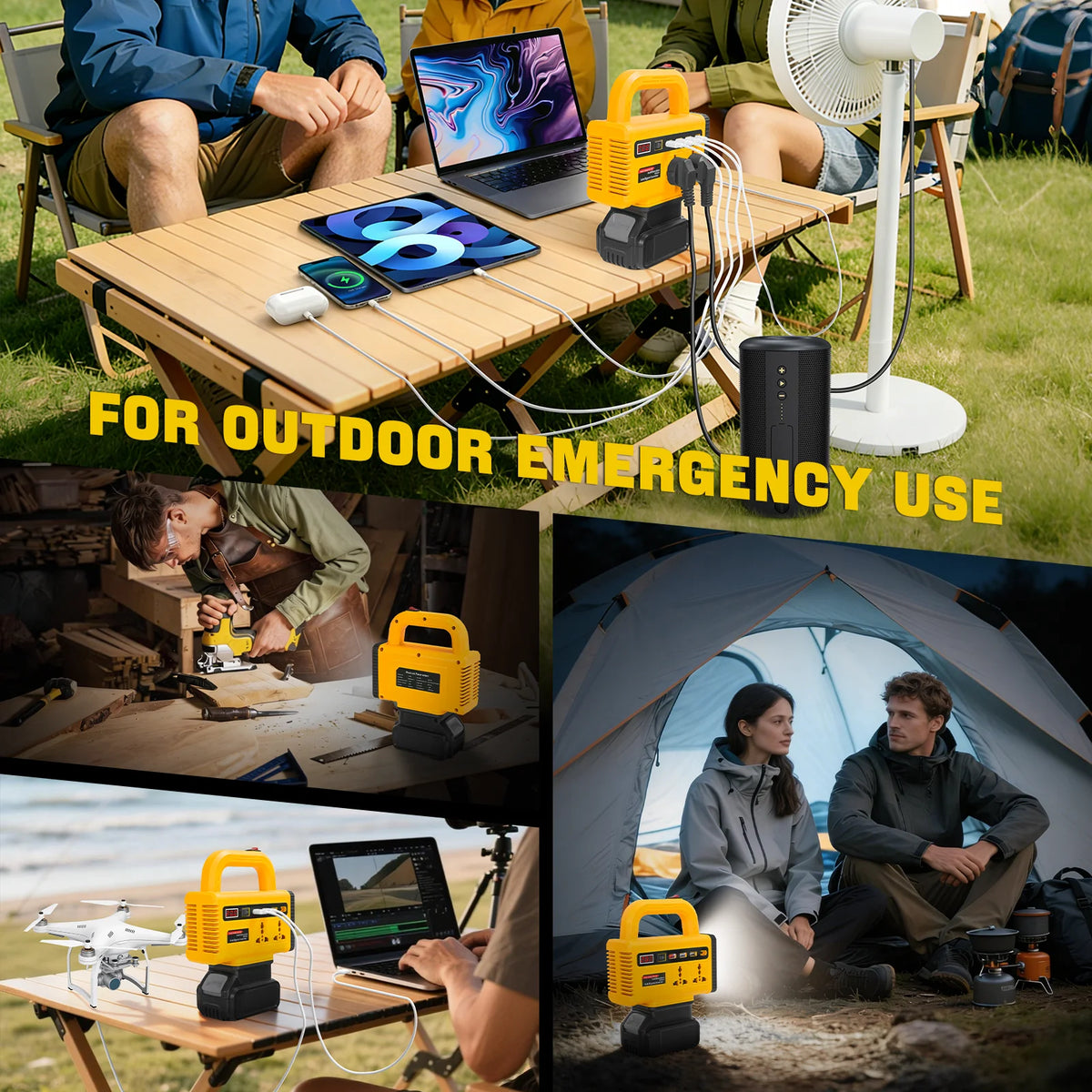 150W Portable Power Inverter for Dewalt 20V Battery DC 20V to AC 110V 220V Converter Power Station Outdoor Camping Emergency Use