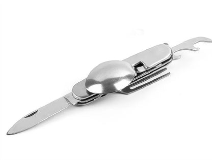 Multi Tool Portable Picnic Camp Spoon Fold Spork Fork Flatware Tableware Knife Cutlery Bottle Can Opener Multitool Outdoor Tools