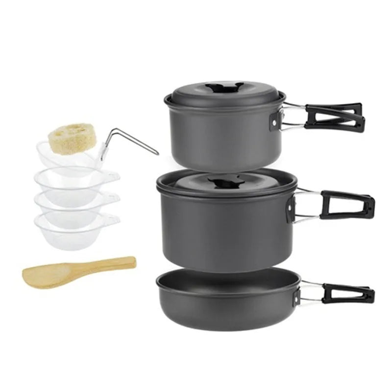 Camping Cookware Set for 1-5Persons Lightweight and Portable Pot and Pan with Carrying Bag Perfect for Outdoor Camping